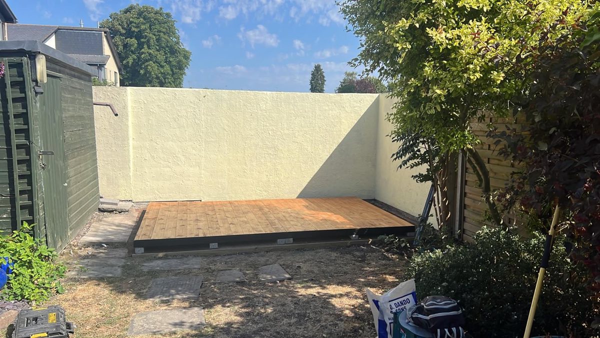 A new timber base laid on the levelled ground